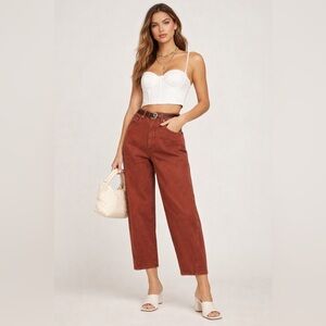 NWT DAZE DENIM Wayfarer Barrel Jeans in Cognac